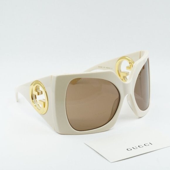 Gucci GG1255S 002 Butterfly Sunglasses - Ivory/Light Brown - Picture 4 of 10